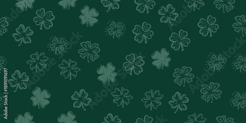 Clover pattern, Saint Patricks Day, hand drawn illustrations.	
