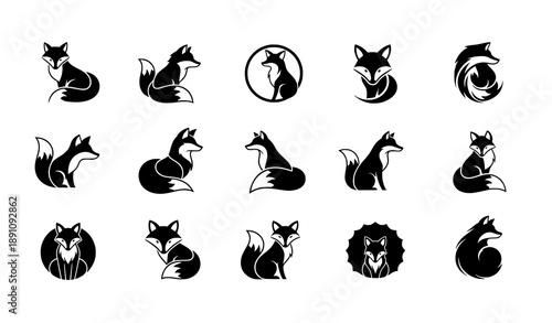 Wild Fox Silhouette Collection Dynamic Animal Vector Set