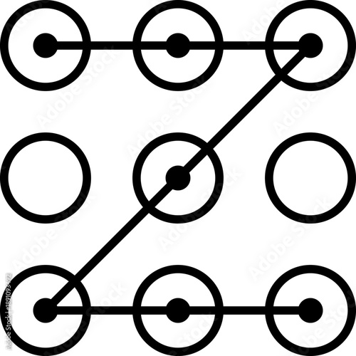 パターン認証システムのシンプルなモノクロアイコン