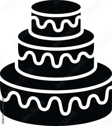 Three tier wedding cake icon design