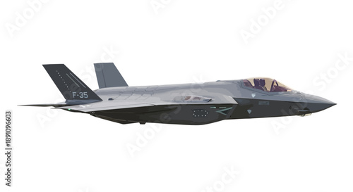 Military Aircraft Flying Solo in Clear Skies Side View Illustration
