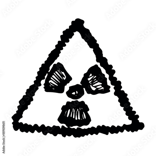 Hand drawn radiation sign Nuclear radiation hazard symbol Radioactive danger warning sign clipart in doodle style Nuclear safety Radioactive waste Single element for print, web, design, decor