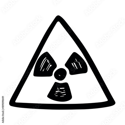 Hand drawn radiation sign Nuclear radiation hazard symbol Radioactive danger warning sign clipart in doodle style Nuclear safety Radioactive waste Single element for print, web, design, decor