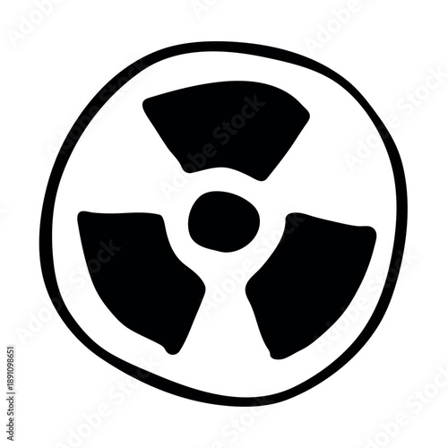 Hand drawn radiation sign Nuclear radiation hazard symbol Radioactive danger warning sign clipart in doodle style Nuclear safety Radioactive waste Single element for print, web, design, decor