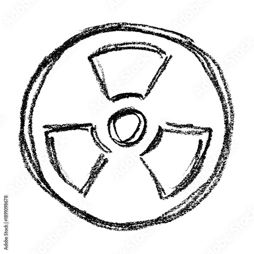 Hand drawn radiation sign Nuclear radiation hazard symbol Radioactive danger warning sign clipart in doodle style Nuclear safety Radioactive waste Single element for print, web, design, decor