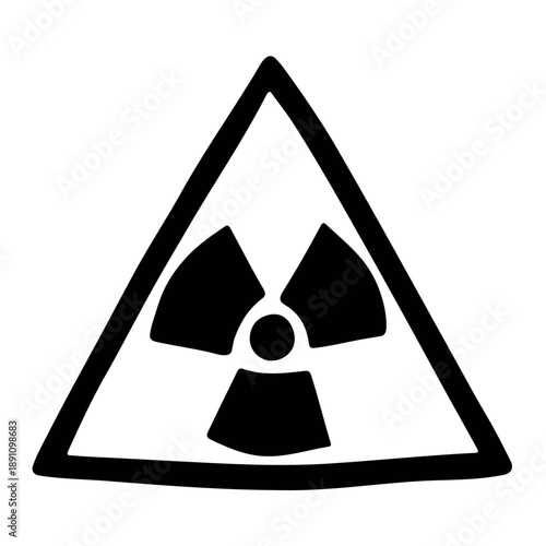 Hand drawn radiation sign Nuclear radiation hazard symbol Radioactive danger warning sign clipart in doodle style Nuclear safety Radioactive waste Single element for print, web, design, decor