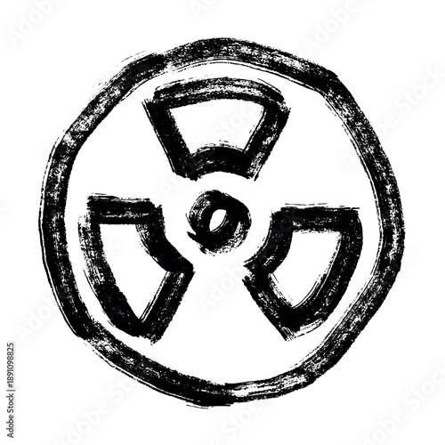 Hand drawn radiation sign Nuclear radiation hazard symbol Radioactive danger warning sign clipart in doodle style Nuclear safety Radioactive waste Single element for print, web, design, decor