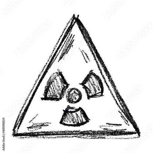 Hand drawn radiation sign Nuclear radiation hazard symbol Radioactive danger warning sign clipart in doodle style Nuclear safety Radioactive waste Single element for print, web, design, decor