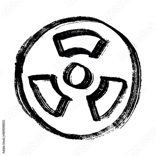 Hand drawn radiation sign Nuclear radiation hazard symbol Radioactive danger warning sign clipart in doodle style Nuclear safety Radioactive waste Single element for print, web, design, decor