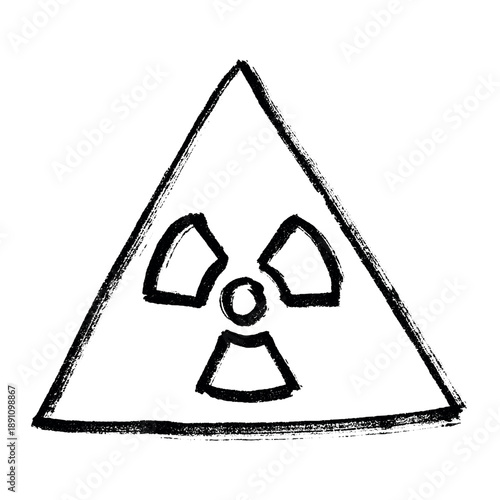 Hand drawn radiation sign Nuclear radiation hazard symbol Radioactive danger warning sign clipart in doodle style Nuclear safety Radioactive waste Single element for print, web, design, decor