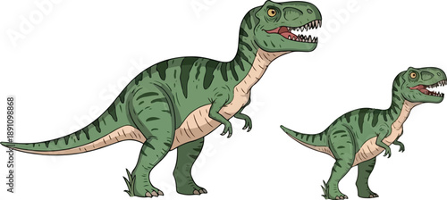 Tyrannosaurus rex cartoon character isolated on white background digital illustration