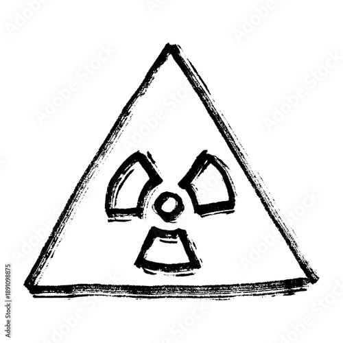Hand drawn radiation sign Nuclear radiation hazard symbol Radioactive danger warning sign clipart in doodle style Nuclear safety Radioactive waste Single element for print, web, design, decor