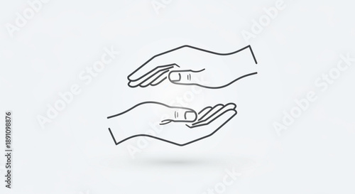 Two hands offering and receiving support care or exchange on a light background