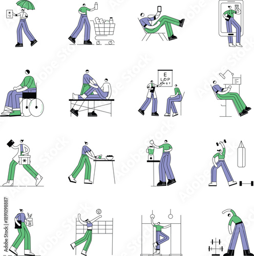 Set of Sports Hand Drawn Style Illustrations

