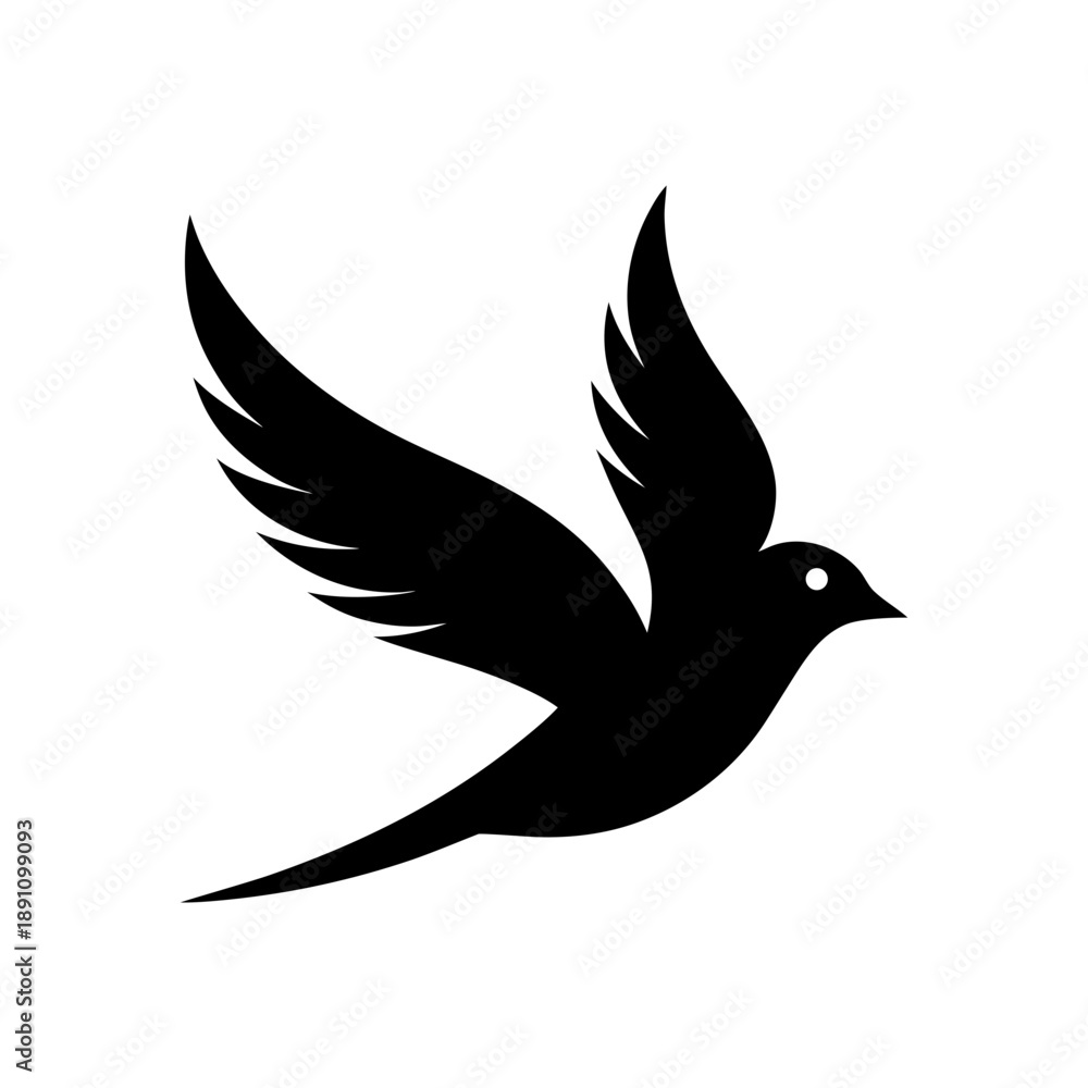 Obraz premium Bird In Flight With Elegant Wing Motion And Peaceful Sky Concept On white Background Line Art Vector illustration