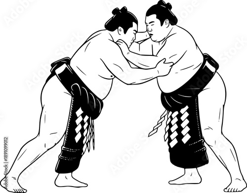 Sumo Wrestling Japanese Warrior Icon Vector Illustration