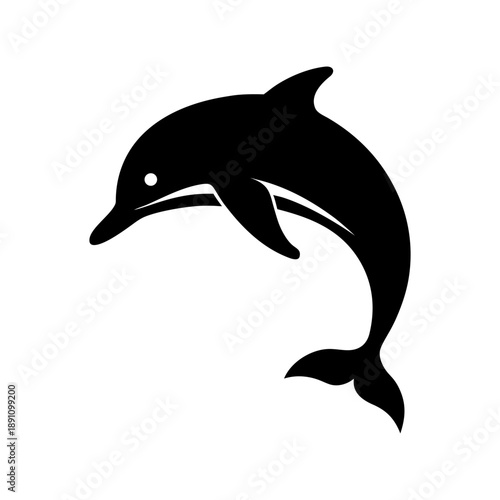 Wallpaper Mural Playful Dolphin In Motion With Flowing Shape And Ocean Wildlife Style On white Background Line Art Vector illustration Torontodigital.ca