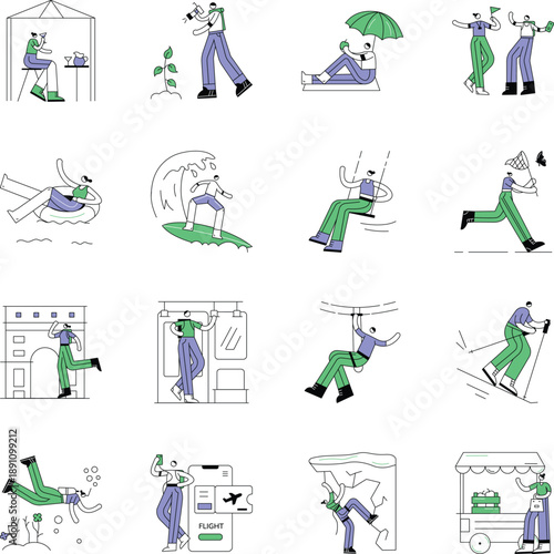 Set of Hand Drawn Leisure Illustrations 

