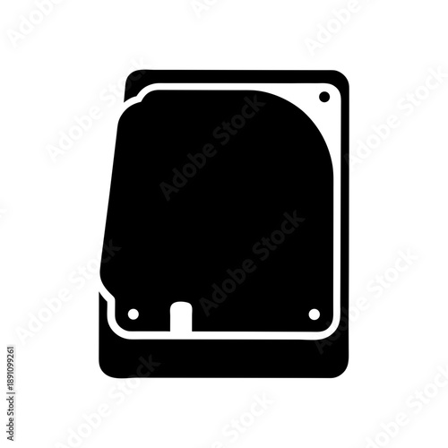 Hard Drive With Simple Rectangle Form And Digital Storage Concept On white Background Line Art Vector illustration