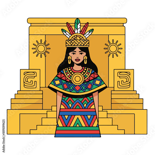 A woman in traditional attire standing before a golden temple