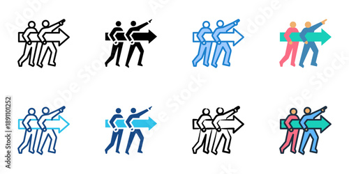 Leading by Example icons set multiple style collection. Editable stroke 
