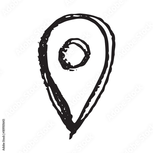 Hand drawn map pin Map marker pointer sign GPS and mapping tools Location pin symbol Pinpoint clipart in doodle style Single element for web, design
