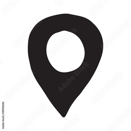 Hand drawn map pin Map marker pointer sign GPS and mapping tools Location pin symbol Pinpoint clipart in doodle style Single element for web, design