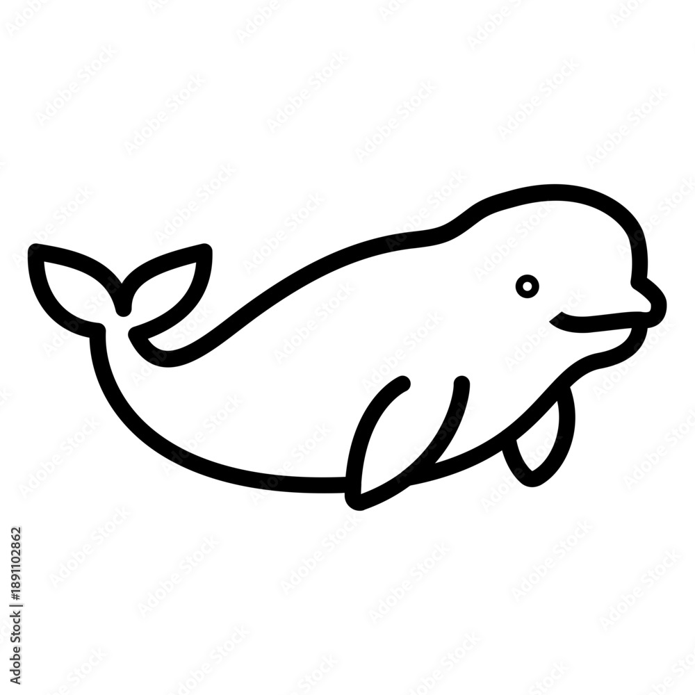 Obraz premium Beluga Whale Vector Icon