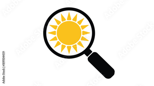 Magnifying Glass Focusing on a Bright Yellow Sun