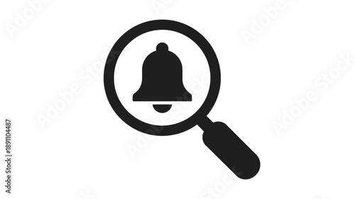 Magnifying glass over a bell representing search for notifications or alerts