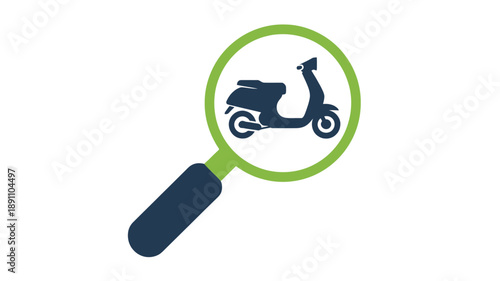 Magnifying Glass Over a Scooter Symbolizing Search and Discovery