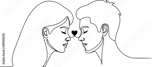 Line Art Couple Love Romance Icon Vector Illustration