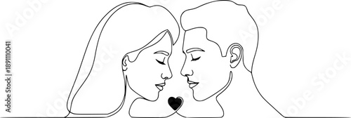 Line Art Couple Love Romance Icon Vector Illustration