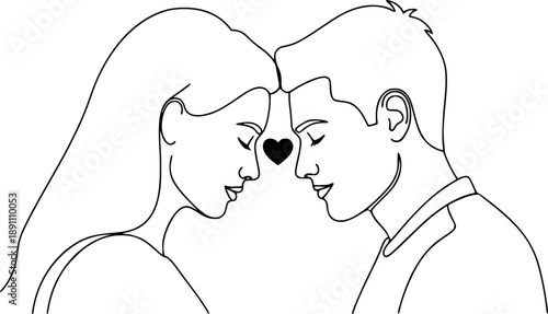 Line Art Couple Love Romance Icon Vector Illustration