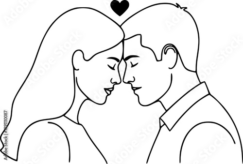 Line Art Couple Love Romance Icon Vector Illustration