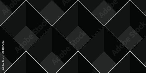 Minimal abstract black geometric cube creative concept triangle overlap square technology background. digital cubes fabric and wallpaper grid block texture background.