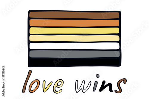 Colorful Bear brotherhood pride flag Happy pride day LGBTQ community Pride Month Vector hand drawn doodle for posters, stickers, logo, cards