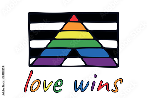 Colorful Straight ally pride flag Happy pride day LGBTQ community Pride Month Vector hand drawn doodle for posters, stickers, logo, cards