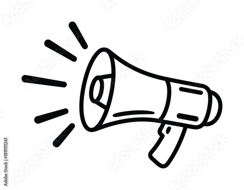 Simple Vector illustration Black and White of a Megaphone with Sound Waves