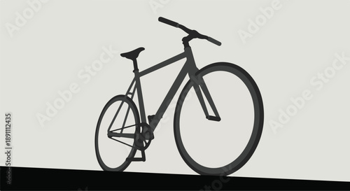 Silhouette of a bicycle on a plain background with a black shadow Ai Generated