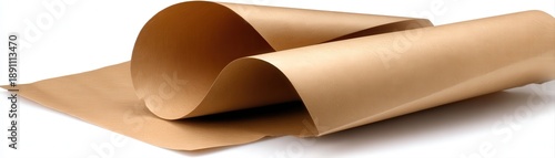 Wallpaper Mural A smooth, rolled piece of tan material rests elegantly on a white surface, ideal for use in creative projects, design, or textile displays, This versatile image can enhance various applications, Torontodigital.ca