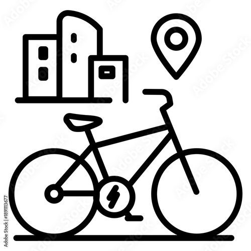 Electric Bike City Tours Vector Icon