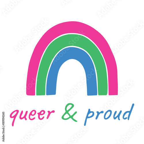 Colorful rainbow shape Polysexual pride flag Happy pride day LGBTQIA community Pride Month Vector hand drawn doodle for posters, stickers, logo, cards