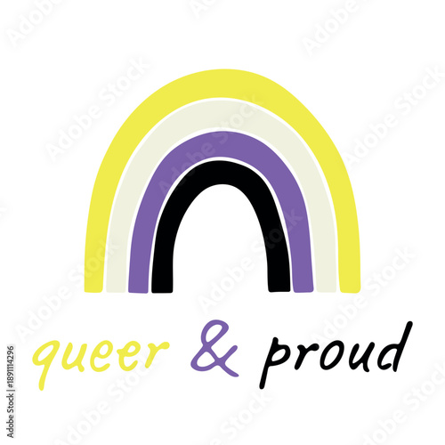 Colorful rainbow shape Non-binary pride flag Happy pride day LGBTQIA community Pride Month Vector hand drawn doodle for posters, stickers, logo, cards