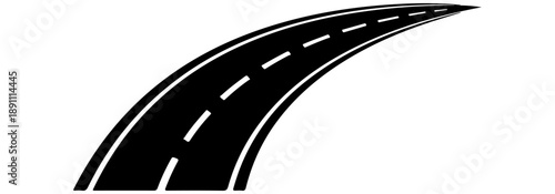 Top-Down Aerial View of Winding Road Stretching from Left to Right: Asphalt Path Vector for Maps