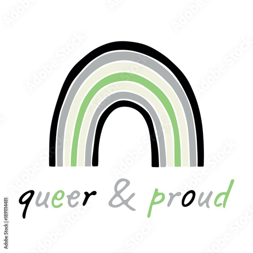 Colorful rainbow shape Agender pride flag Happy pride day LGBTQIA community Pride Month Vector hand drawn doodle for posters, stickers, logo, cards