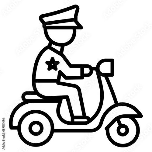 Police Officer On Scooter Vector Icon