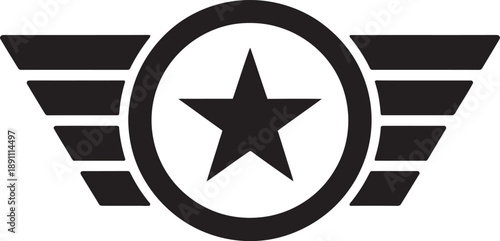 Winged Star Emblem Icon – Military Rank Aviation Badge Symbol