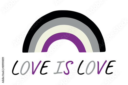 Colorful rainbow shape Asexual pride flag Happy pride day LGBTQIA community Pride Month Vector hand drawn doodle for posters, stickers, logo, cards