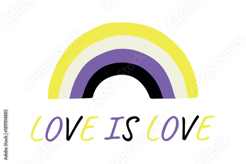 Colorful rainbow shape Non-binary pride flag Happy pride day LGBTQIA community Pride Month Vector hand drawn doodle for posters, stickers, logo, cards